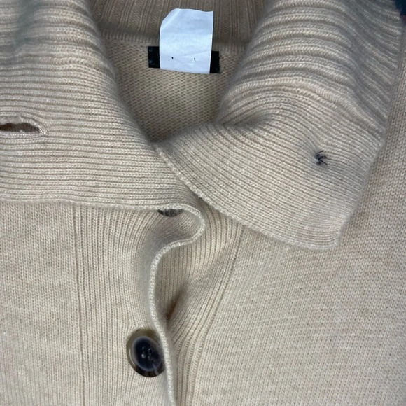 J Crew Beige Button Up Wool Blend Cardigan Women’s Size Large Bohemian Preppy - Picture 5 of 9